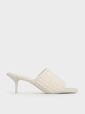 Charles & Keith - Loren Textured Kitten-Heel Mules