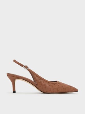 Charles & Keith - Ivette Woven Pointed-Toe Slingback Pumps