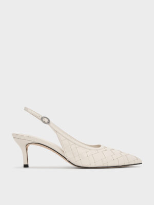 Charles & Keith - Ivette Woven Pointed-Toe Slingback Pumps