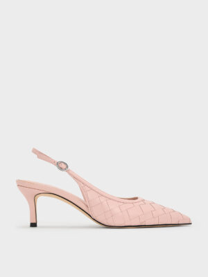Charles & Keith - Ivette Woven Pointed-Toe Slingback Pumps
