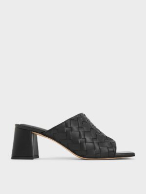 Charles & Keith - Ivette Woven Square-Toe Heeled Mules