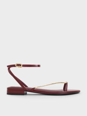 Charles & Keith - Chain-Strap Square-Toe Heeled Sandals