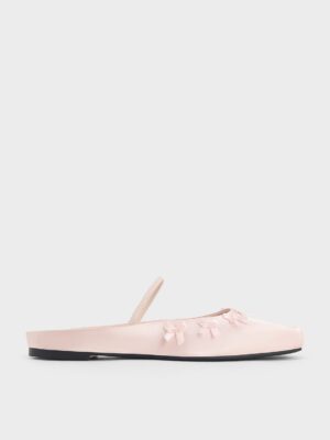 Charles & Keith - Satin Bow Square-Toe Mules