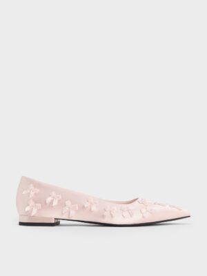Charles & Keith - Satin Bow Pointed-Toe Flats