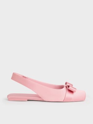 Charles & Keith - Satin Bow Slingback Ballet Flats