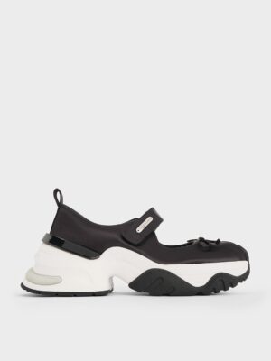 Charles & Keith - Satin Bow Two-Tone Mary Jane Sneakers