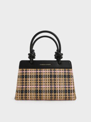 Charles & Keith - Sabine Tartan Knotted-Handle Tote Bag