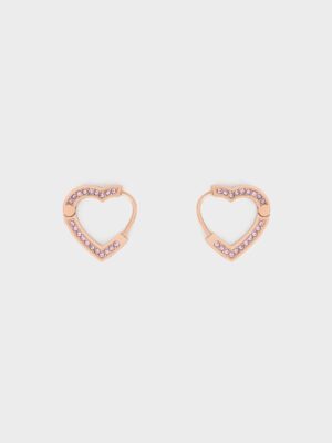 Charles & Keith - Malorie Crystal Heart Hoop Earrings