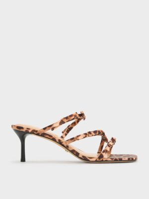 Charles & Keith - Jessy Recycled Polyester Leopard-Print Bow Heeled Sandals