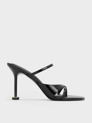 Charles & Keith - Wynn Patent Crossover Sculptural-Heel Strappy Mules