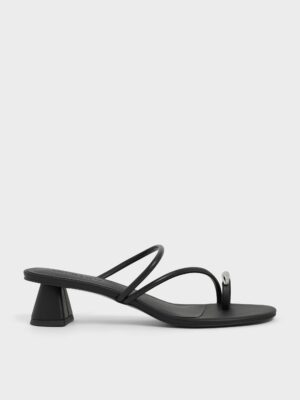 Charles & Keith - Metallic-Accent Strappy Toe-Ring Heeled Sandals