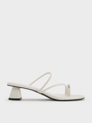 Charles & Keith - Metallic-Accent Strappy Toe-Ring Heeled Sandals