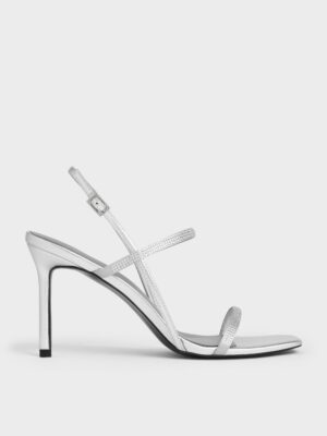 Charles & Keith - Arona Metallic Crystal-Embellished Stiletto-Heel Sandals