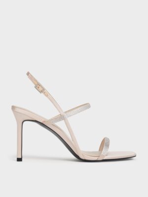 Charles & Keith - Arona Satin Crystal-Embellished Stiletto-Heel Sandals