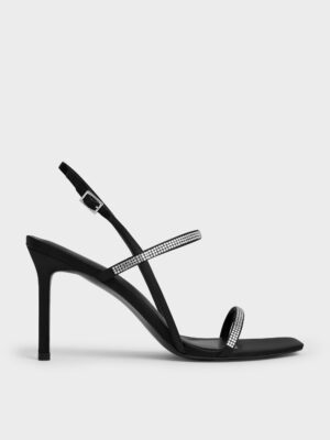 Charles & Keith - Arona Satin Crystal-Embellished Stiletto-Heel Sandals