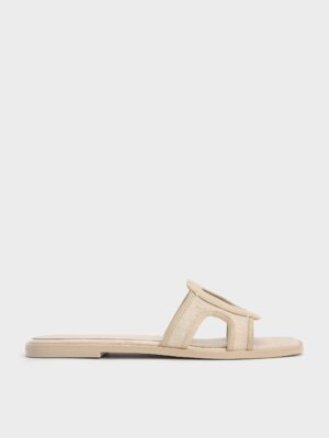 Charles & Keith - Easley Linen Cut-Out Slide Sandals