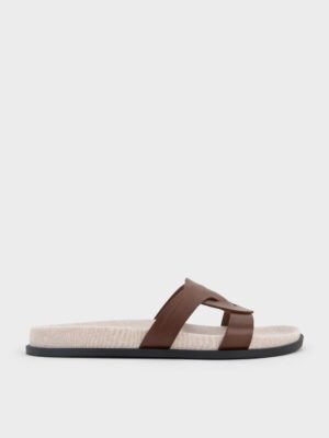 Charles & Keith - Fannie Linen Interwoven Cut-Out Slide Sandals