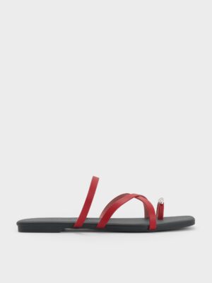 Charles & Keith - Metallic-Accent Strappy Toe-Ring Sandals