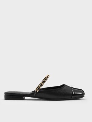 Charles & Keith - Patent Chain-Strap Mules