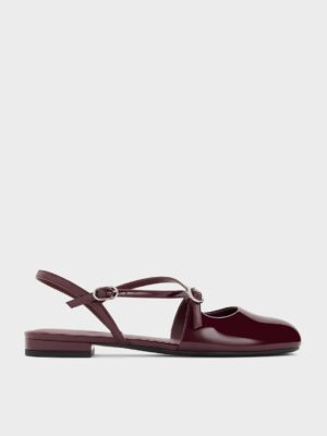 Charles & Keith - Patent Crossover Buckled Slingback Flats