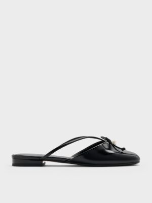 Charles & Keith - Pearl-Accent Bow Flat Mules
