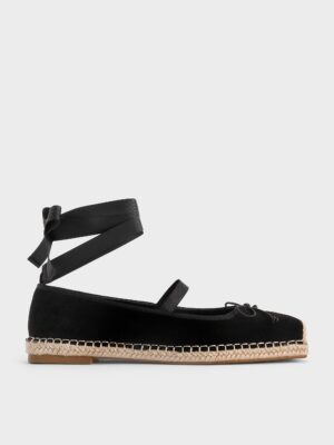 Charles & Keith - Bernadine Faux Suede Tie-Around Espadrille Flats