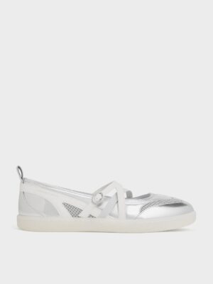 Charles & Keith - Tiggy Metallic Mesh Two-Tone Ballet Sneakers