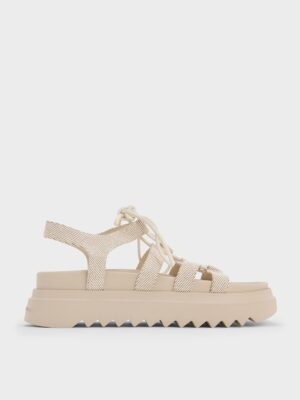 Charles & Keith - Gladiator Lace-Up Flatform Sandals