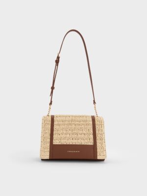 Charles & Keith - Shalia Raffia Chain-Strap Shoulder Bag