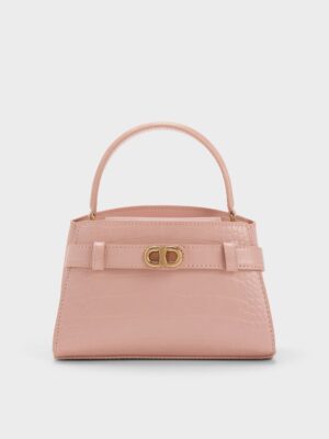 Charles & Keith - Aubrielle Croc-Effect Top Handle Bag