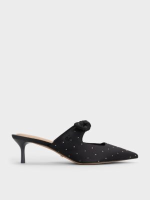 Charles & Keith - Jayce Dotted Knot-Bow Kitten-Heel Mules