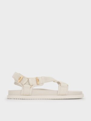 Charles & Keith - Granta Leather & Fabric Crossover Sports Sandals