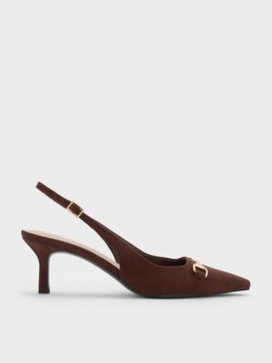 Charles & Keith - Leslie Faux Suede Metallic-Accent Slingback Pumps