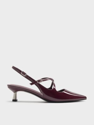 Charles & Keith - Pauline Patent Crossover Slingback Kitten Heels