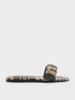 Charles & Keith - Snake-Print Slide Sandals