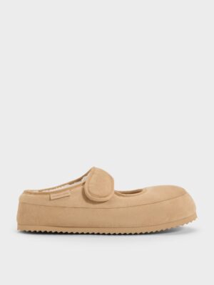 Charles & Keith - Lumi Faux Suede & Faux Shearling Mules