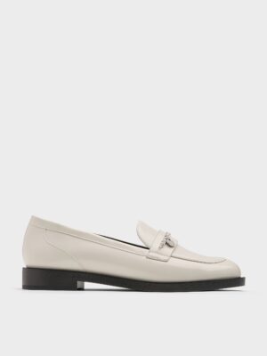 Charles & Keith - Braided-Chain Metallic-Accent Loafers