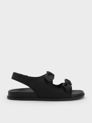 Charles & Keith - Silk Knot-Bow Double-Strap Slingback Sandals