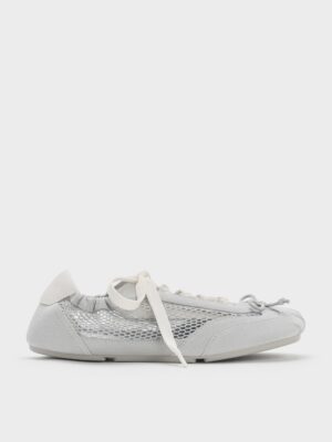 Charles & Keith - Cece Mesh Ruched Bow Ballet Sneakers