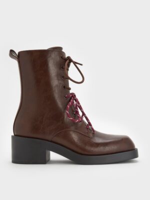 Charles & Keith - Logan Double-Lace Mid-Calf Combat Boots