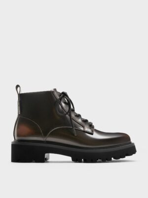 Charles & Keith - Ridged-Sole Side-Zip Combat Boots