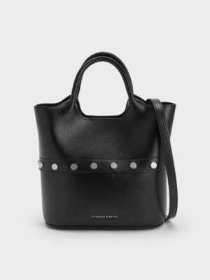 Charles & Keith - Bobbie Studded Convertible Two-Way Bucket Bag