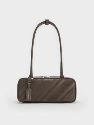 Charles & Keith - Zeya Recycled Suede Striped Shoulder Bag
