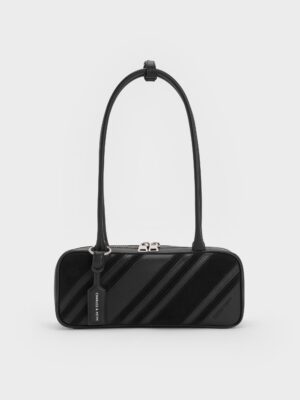 Charles & Keith - Zeya Recycled Suede Striped Shoulder Bag