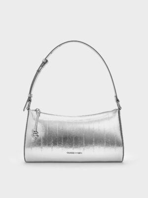 Charles & Keith - Augustine Metallic Eel-Effect Sculptural-Detail Shoulder Bag