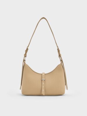 Charles & Keith - Lark Twill Grommet Belted Shoulder Bag
