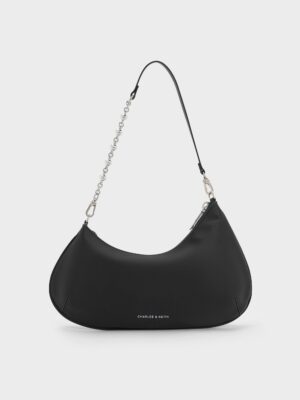 Charles & Keith - Dion Satin Chain-Handle Asymmetric Shoulder Bag