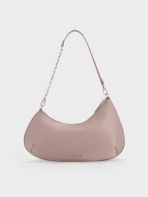 Charles & Keith - Dion Satin Chain-Handle Asymmetric Shoulder Bag