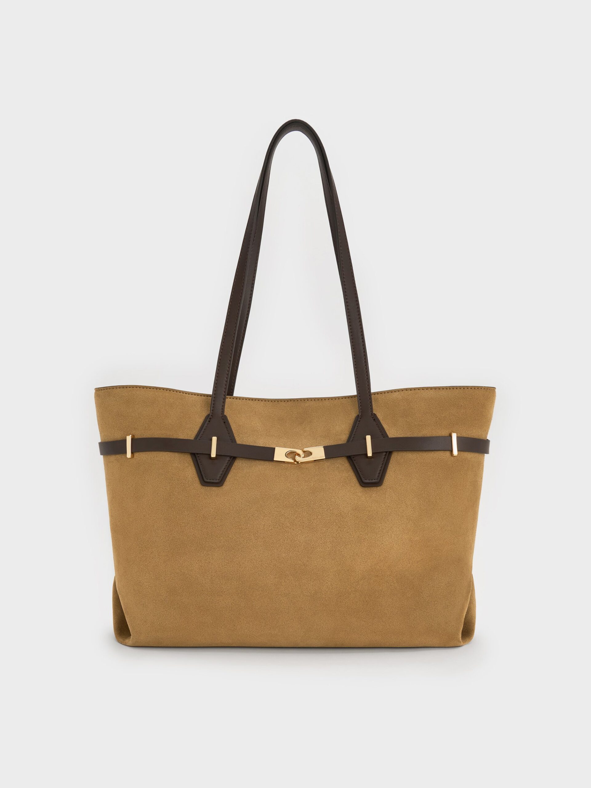 Charles & Keith - Arlet Recycled Suede Double-Handle Belted Tote Bag