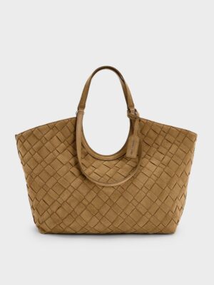 Charles & Keith - Ivette Recycled Suede Woven Tote Bag
